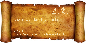Lazarovits Kazimir névjegykártya